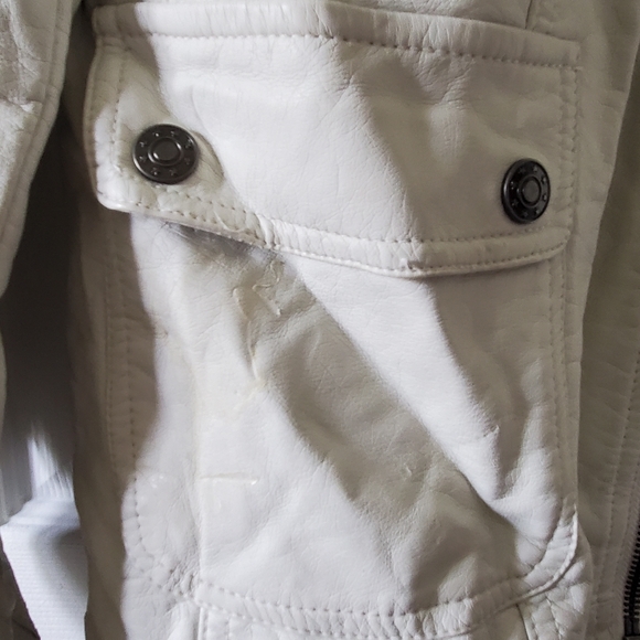 Cream Faux-Leather Jacket - Picture 4 of 4